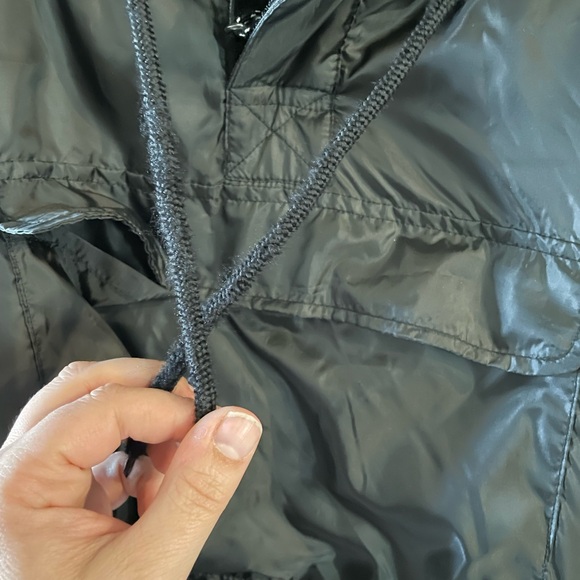 Black Geometric Men's Fleece lined pullover windbreaker 2XL - Picture 4 of 11